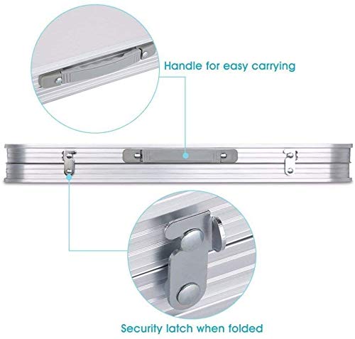 JASON Mesa para Acampada 180x60x70cm de Aluminio Plegable portátil como si Fuera un maletín Altura Regulable para pícnic Camping