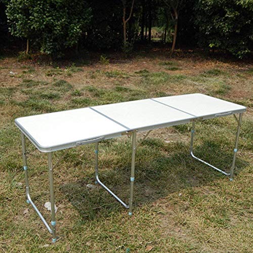 JASON Mesa para Acampada 180x60x70cm de Aluminio Plegable portátil como si Fuera un maletín Altura Regulable para pícnic Camping