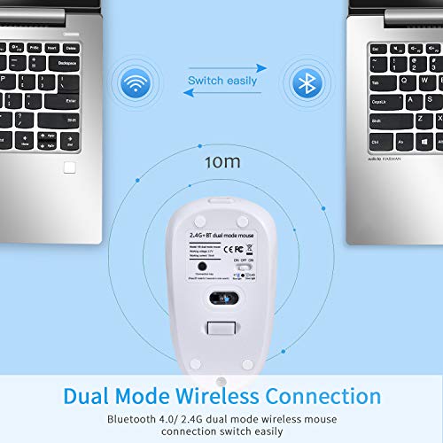 Jaybest Ratón Inalámbrico Bluetooth Recargable + 2.4G Dual Models Silencioso Portátil Mouse con 3 Niveles de dpi para Computadora Portátil, PC, Air,iMac, MacBook Pro/con Windows/Android. (Oro Rosa)