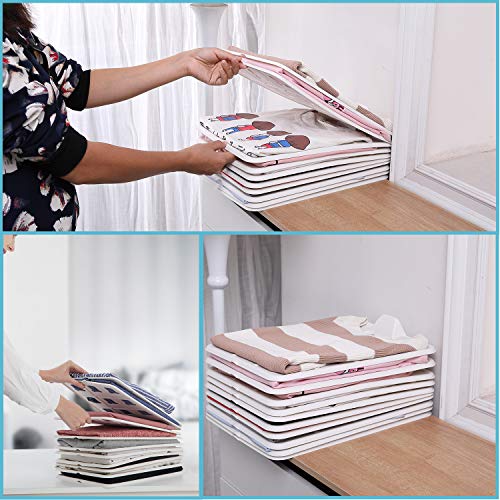 JeeMooTown - Organizador de armario para camisetas y camisas, tamaño decente para la mayoría de ropa, resistente, no más pilas de ropa, Blanco, 10 piezas