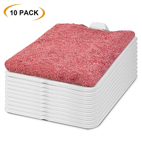 JeeMooTown - Organizador de armario para camisetas y camisas, tamaño decente para la mayoría de ropa, resistente, no más pilas de ropa, Blanco, 10 piezas