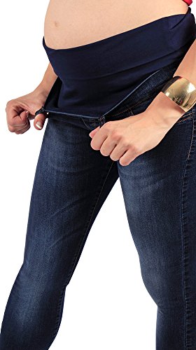 Jeggings de Maternidad, Lavado, Jeans Elásticos - Made in Italy (42, Oscuro)