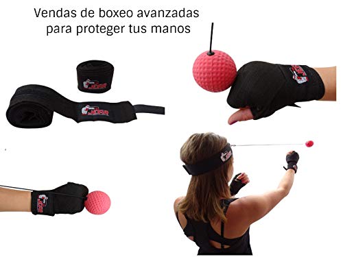 Jeiar 4 x Pelota de Boxeo para Cabeza con Diadema y Banda Elastica & Boxing Reflex Ball & Punching & Pera & Saco en casa