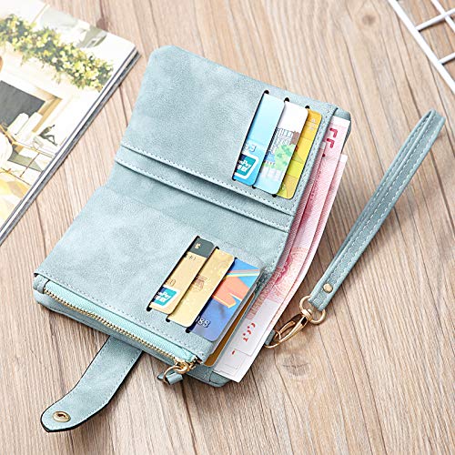 Jennyfly Cartera de piel sintética con múltiples ranuras para tarjetas, bolso pequeño con correa para la muñeca para ir de compras, viajes rosso