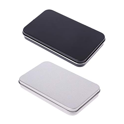 JERKKY Caja de Almacenamiento pequeña, Caja del Organizador Caja de Almacenamiento de Lata de hojalata de Metal pequeña para Maquillaje Etiqueta de Doble párpado Moneda de Dinero Llave Negra