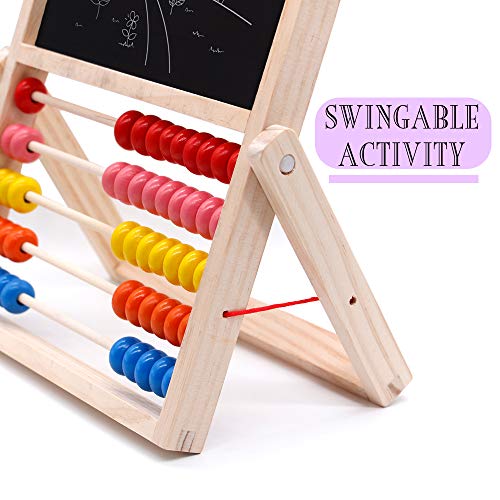 jerryvon Ábaco Infantil Montessori de Madera, Puzzle Infantil Magnético Tablero de Doble Cara con Numero y Tangram Multiuso Sketchpad Juguetes Educativos para Niños 3 4 5 6 Años