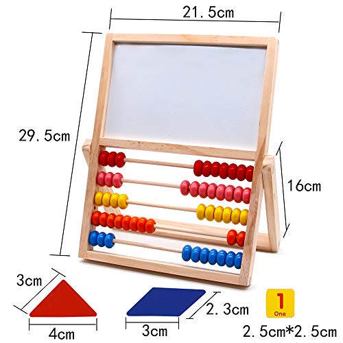 jerryvon Ábaco Infantil Montessori de Madera, Puzzle Infantil Magnético Tablero de Doble Cara con Numero y Tangram Multiuso Sketchpad Juguetes Educativos para Niños 3 4 5 6 Años
