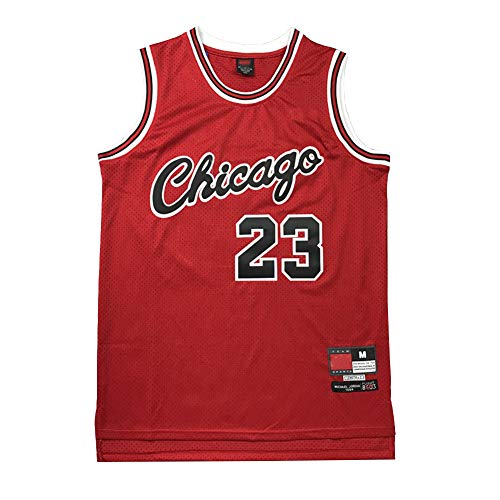 Jersey de Baloncesto Legend,23# Michael Jordan Chicago Bulls Bordado Transpirable Swingman Jersey, 90S Hip Hop Clothing Top de Camiseta para Fiesta (S-XXL)-Red-XXL