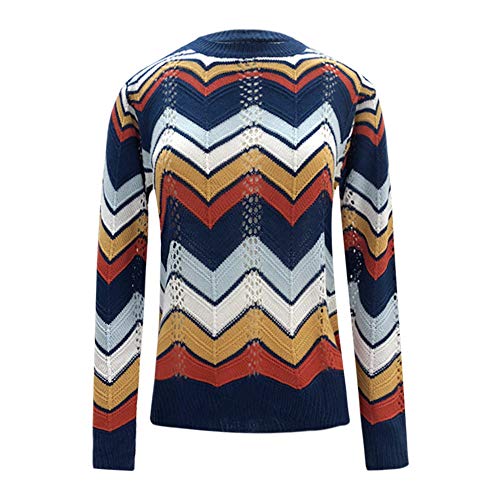 Jerséy de BaZhaHei, Nueva Mujer Otoño e Invierno Casual Raya Suéter de Punto Jersey del suéter de Punto de Rayas Casual de otoño e Invierno de Mujer Ropa Camisetas suéter Manto Noche Retro Patchwork