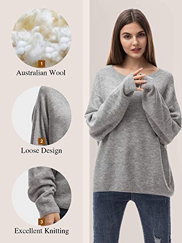 Jersey Mujer Invierno Sueter Mujer 2019 Jersey Elegante Blanco Azul Rayas Jerseys Punto Gris Suelta y Cómoda