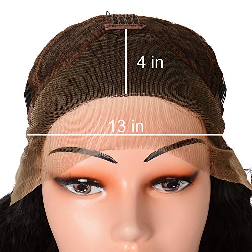 JessLab Peluca Rizado Lace Front Sintetico, 60 cm Aspecto Rizado Natural Resistente al Calor Extension del Pelo Peluca Ondulada y Rizada para Mujer - 1B Negro