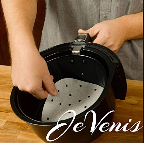 JeVenis 200 PCS Air Fryer Pergamino Papel Air Fryer Accesorios Papel Perforado Sin blanquear Air Fryer Liners