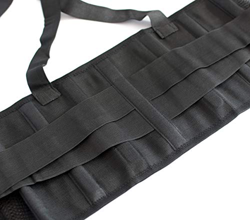 JeVx Faja Lumbar para la Espalda REFORZADA DOBLE CIERRE Y TIRANTES - Talla XXL para Hombre Cinturon Elastico Reforzado para Trabajo y Deporte Corrector de Postura Ajustable Abdominal Dolor Compresora