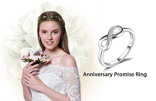 JewelryPalace Anillo infinito Amor Eterno de Circonia Cúbica Aniversario Promesa de Plata de ley 925 Tamaño 19
