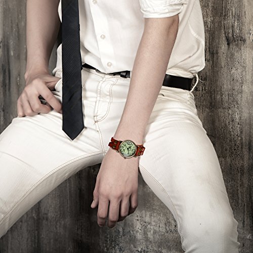 JewelryWe Luxury Vintage Pulsera de Cuero Reloj Hombres Mujeres Reloj de Pulsera Ladies Dress Cuarzo Relojes