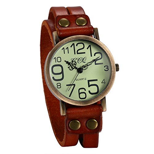 JewelryWe Luxury Vintage Pulsera de Cuero Reloj Hombres Mujeres Reloj de Pulsera Ladies Dress Cuarzo Relojes