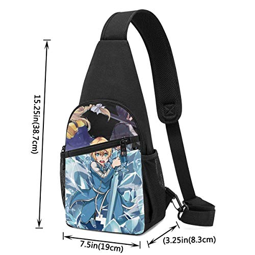 JHUIK Sword Art Online Alicization Bolso bandolera Impermeable Bandolera Multifuncional Compacta Mochila en el pecho Bolso bandolera de viaje para hombres y mujeres