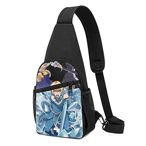 JHUIK Sword Art Online Alicization Bolso bandolera Impermeable Bandolera Multifuncional Compacta Mochila en el pecho Bolso bandolera de viaje para hombres y mujeres