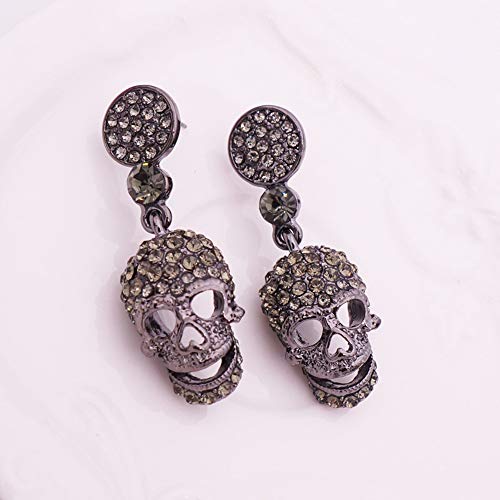 Jia Hu 1 par de pendientes de Halloween lindos de calavera de Halloween pendientes de fantasía para niñas y mujeres