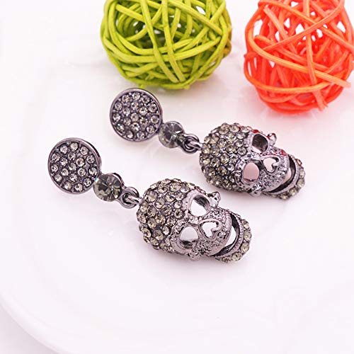 Jia Hu 1 par de pendientes de Halloween lindos de calavera de Halloween pendientes de fantasía para niñas y mujeres