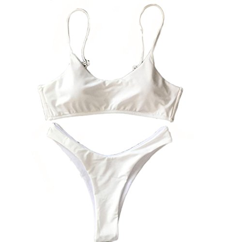 JiaMeng Bikini 2018,Sujetador Push-up de Mujer Bikini de Playa Conjunto Traje de baño Traje de baño (Blanco, S)