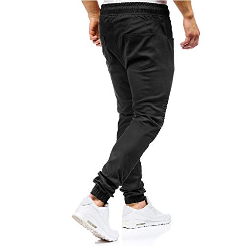 JiaMeng Pantalones de Trabajo Estilo Cargo para Hombre Pantalones Largos de pantalón de Trabajo Multibolsillos sólidos al Aire Libre Ocasionales para Exteriores Acampar Senderismo (S, A1~Negro)