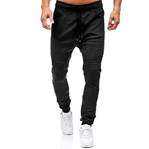JiaMeng Pantalones de Trabajo Estilo Cargo para Hombre Pantalones Largos de pantalón de Trabajo Multibolsillos sólidos al Aire Libre Ocasionales para Exteriores Acampar Senderismo (S, A1~Negro)