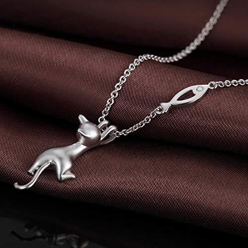 jiamiaoi Plata de Ley Gato Collar, Collar de gato, gato collar, plata de ley, Plata Gato Collar, Collar de las mujeres gato, gato collar, collar de gato, gato joyas collar colgante de gato niñas