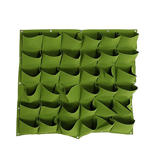 Jian Ya Na 36 bolsas para plantar para colgar en la pared, maceta de jardinería al aire libre, interior vertical verde, bolsas de cultivo 100 x 100 cm, verde