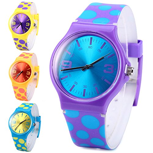 Jian Ya Na Fashion - Reloj analógico de cuarzo para mujer, esfera redonda de silicona ecológica, correa de goma, ideal como regalo para chicas jóvenes.