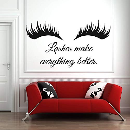 JIAYOUHUO El rimel Hace Que Todo Sea Mejor. Letras de pestañas largas Citas Famosas Pegatinas de Pared pósters de Arte de Vinilo