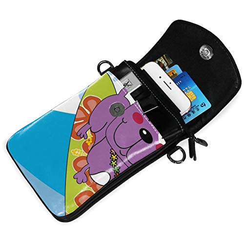 Jiger Women Small Cell Phone Purse Crossbody,Cute French Bulldog Surfing And Smiling Happy Adventure Exotic Dog Cartoon