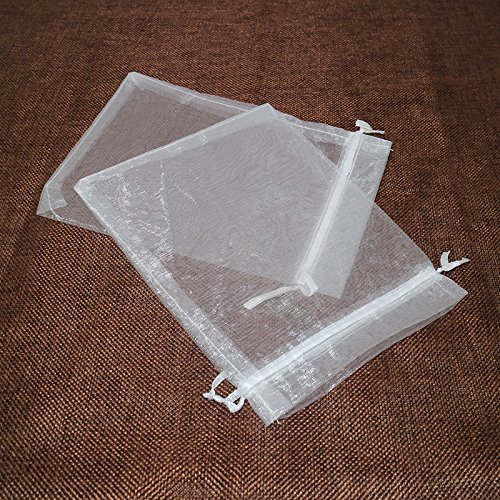 jijAcraft 100pcs Bolsas de Organza de Regalo 13x18cm Bolsitas de Organza Grande para Fiesta de Boda, Joyas (Blanco)