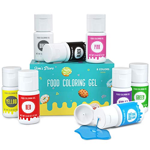 JIM'S STORE Colorante Alimentario en gel 8*12.5ml, Set de Colorante Alta Concentración para Colorear los Bebidas Pasteles Galletas Macaron Fondant