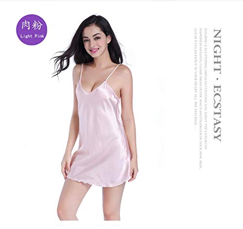 jiushixw Colorfull Camisones de satén Femeninos Lady Sexy Nightdress Mujeres Camisones sin Mangas rayón Ropa de Dormir Falda de Tirantes Ropa de Dormir