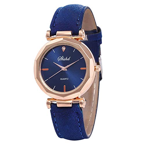 jiushixw Relojes de Mujer de Cristal de Moda Rosa Mujer Cielo Estrellado Dial Reloj de Pulsera de Cuarzo de Cuero Montre Femme 2019 Rhinestone Ladies Watch * A