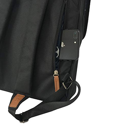 Jivaner Mochila Mujer o Hombre pequeña para portátil Casual antirrobo Negra. para el Trabajo, Viaje o Escolar. Hecha de Polyester Eco Impermeable y Cuero Vegano