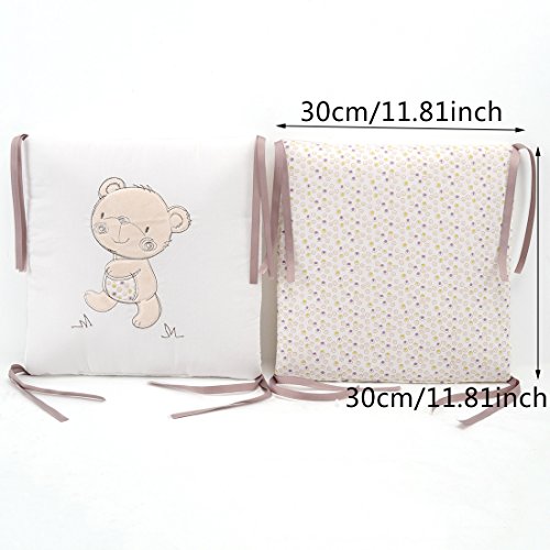 Jiyaru Ropa para cuna camas de bebé 6 Piezas Set Protector de Cuna 30 * 30 cm con Algodón Beige