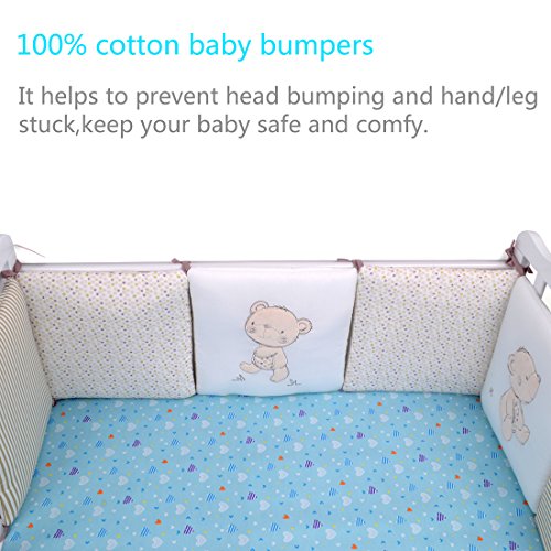 Jiyaru Ropa para cuna camas de bebé 6 Piezas Set Protector de Cuna 30 * 30 cm con Algodón Beige