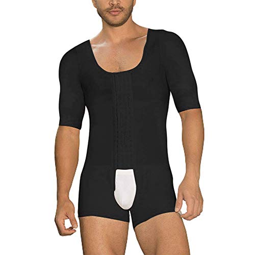 JJZXPJ Traje de Alta compresión Completa la Talladora del Cuerpo Que Adelgaza los Hombres Fajas Adelgaza la Talladora del Cuerpo de los Hombres, Transpirable de Manga Corta (Color : Black, Size : L)
