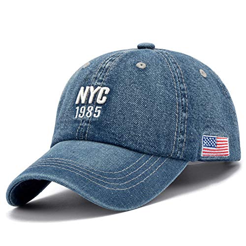 JKYJYJ Gorra De Beisbol Nueva Marca NYC Denim Gorra De Béisbol Hombres Mujeres Bordado Letra Jeans Snapback Sombrero Casquette Verano Deportes EE.UU. Hip Hop Cap Gorras