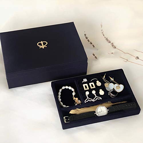 JLYA Caja de joyería Multicapa con Textura de Franela Retro Francesa, Pendientes Coreanos, Caja de Almacenamiento, Caja de Almacenamiento, Estilo Europeo, portátil