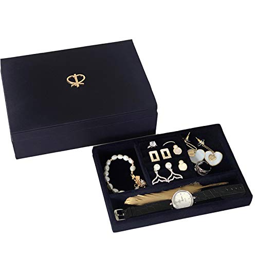 JLYA Caja de joyería Multicapa con Textura de Franela Retro Francesa, Pendientes Coreanos, Caja de Almacenamiento, Caja de Almacenamiento, Estilo Europeo, portátil