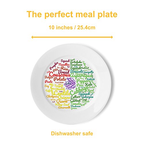 J&M Plato Vegano | Secciones fáciles de diseñar bellamente para Seguir una Dieta Vegetariana/Vegana | Plato de Comida para Ideas de Comida y Control de porciones para Perder Peso fácilmente