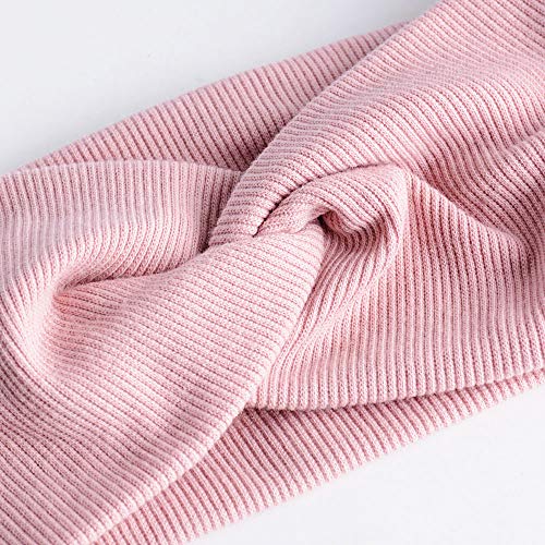 JNCH 4pcs Banda de Pelo Mujer Venda de Pelo Elástica Turbantes Mujer 4 Colores Variados Cinta para Pelo de Cabeza de Algodón Diademas de Mujer de Nudo (Negro + gris oscuro+ gris claro + rosa)