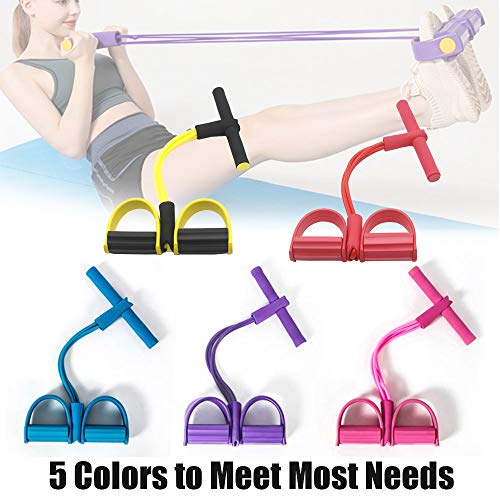 Johiux Cuerda elástica multifunción con Pedal para Ejercicios de Fitness, Abdominales Cintura, Brazo, Pierna, Adelgazamiento, Entrenamiento, tensión, Equipo de Tubo de látex Unisex (Yellow)