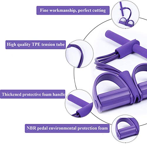 Johiux Cuerda elástica multifunción con Pedal para Ejercicios de Fitness, Abdominales Cintura, Brazo, Pierna, Adelgazamiento, Entrenamiento, tensión, Equipo de Tubo de látex Unisex (Yellow)