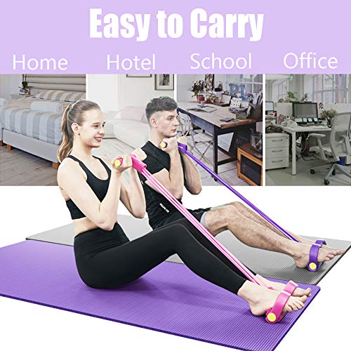 Johiux Cuerda elástica multifunción con Pedal para Ejercicios de Fitness, Abdominales Cintura, Brazo, Pierna, Adelgazamiento, Entrenamiento, tensión, Equipo de Tubo de látex Unisex (Yellow)