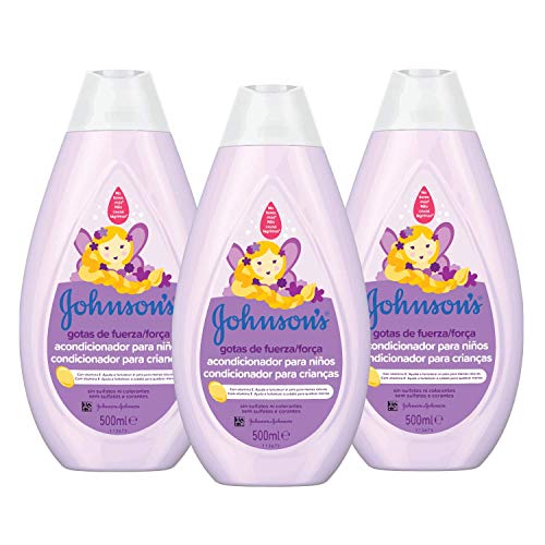 Johnson's Baby Gotas de Fuerza Acondicionador para Niños, Especialmente Diseñado para Ayudar a Fortalecer el Cabello - 3 x 500 ml