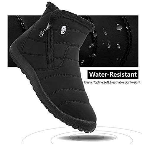 JOINFREE Botas con Cremallera de Nieve Mujeres Senderismo al Aire Libre Calzado para Esquiar en Clima frío Negro, 39 EU
